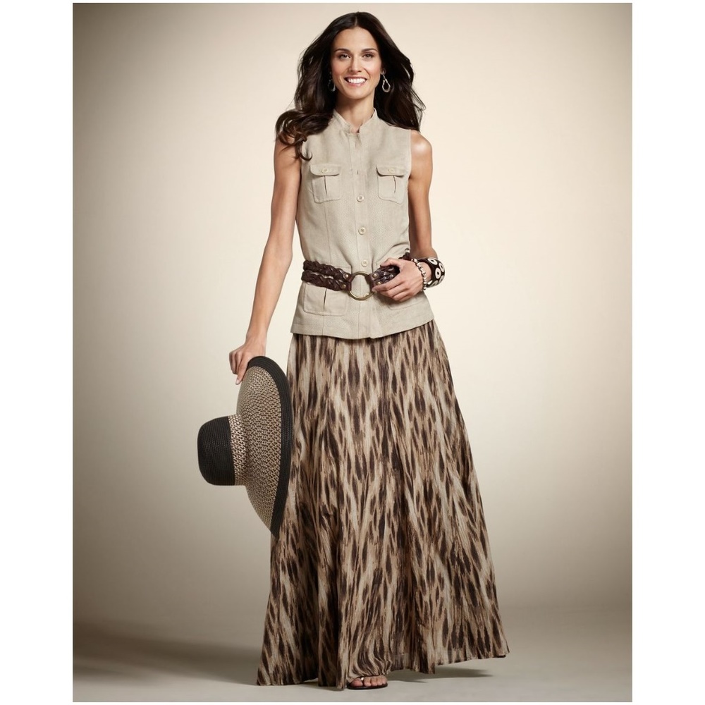 CHICO'S Safari Perforated Faux Suede Polly Vest D5 - Picture 1 of 8